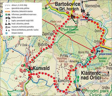 Červená trasa - mapa